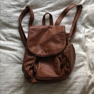 Brown leather backpack